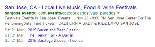 Display of Google events.